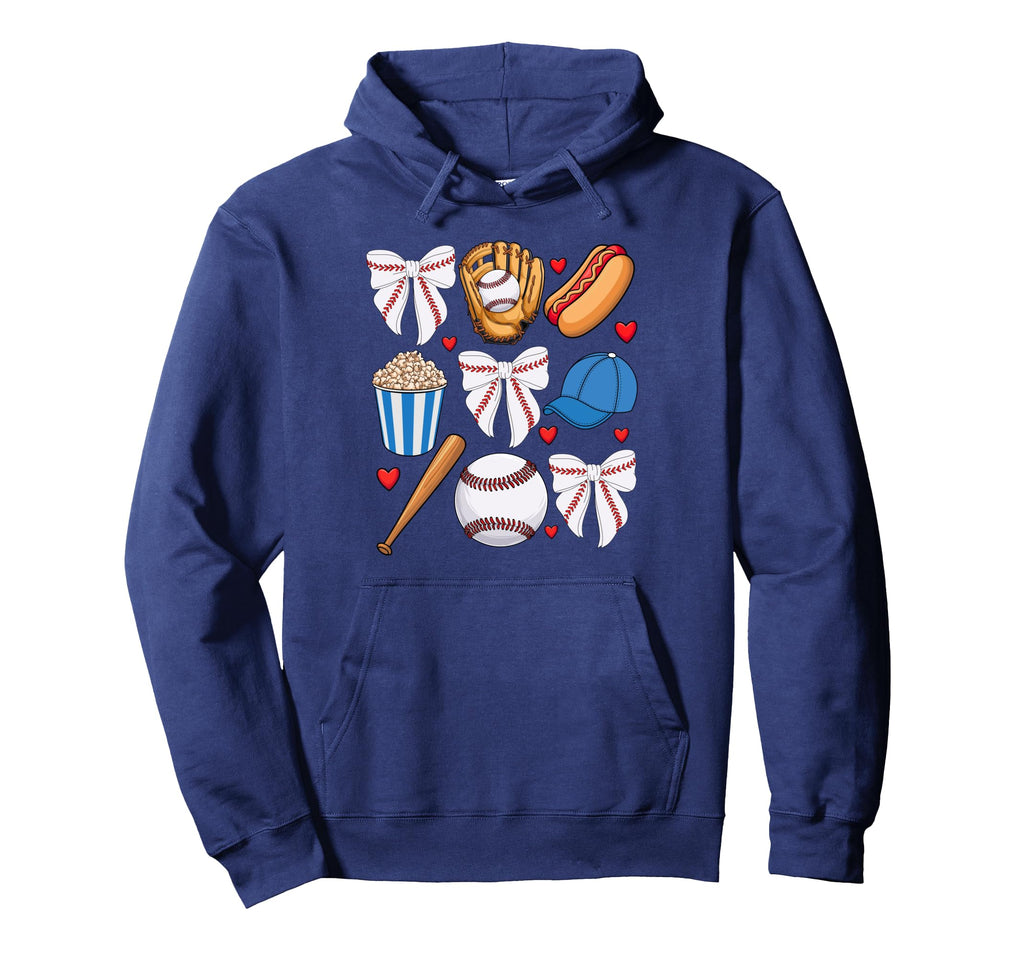 Baseball Coquette Bow Baseball Mom Game Day Hoodie - Unique Graphic Unisex - T-Shirt, Sweatshirt, Hoodie