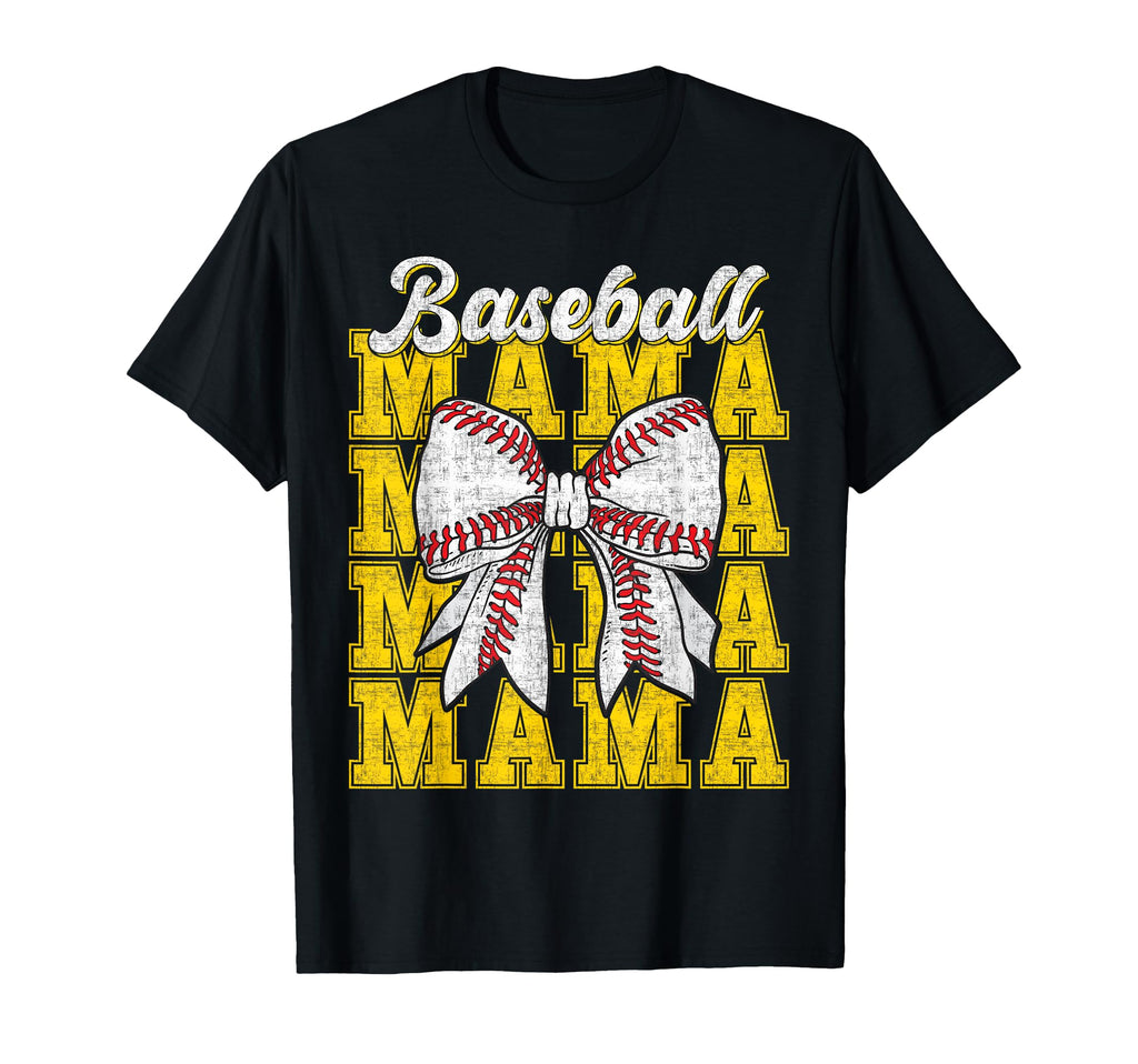 Baseball Mama Coquette Bow Game Day T-Shirt - Custom Art Print Men Women - T-Shirt, Sweatshirt, Hoodie