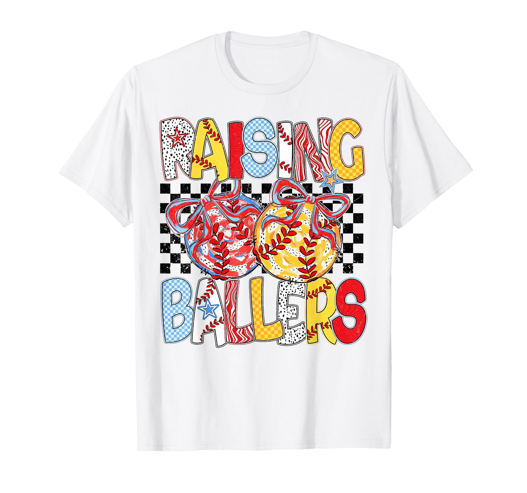 Raising Ballers Baseball Softball Mama T-Shirt - Graphic Print Unisex - T-Shirt, Sweatshirt, Hoodie