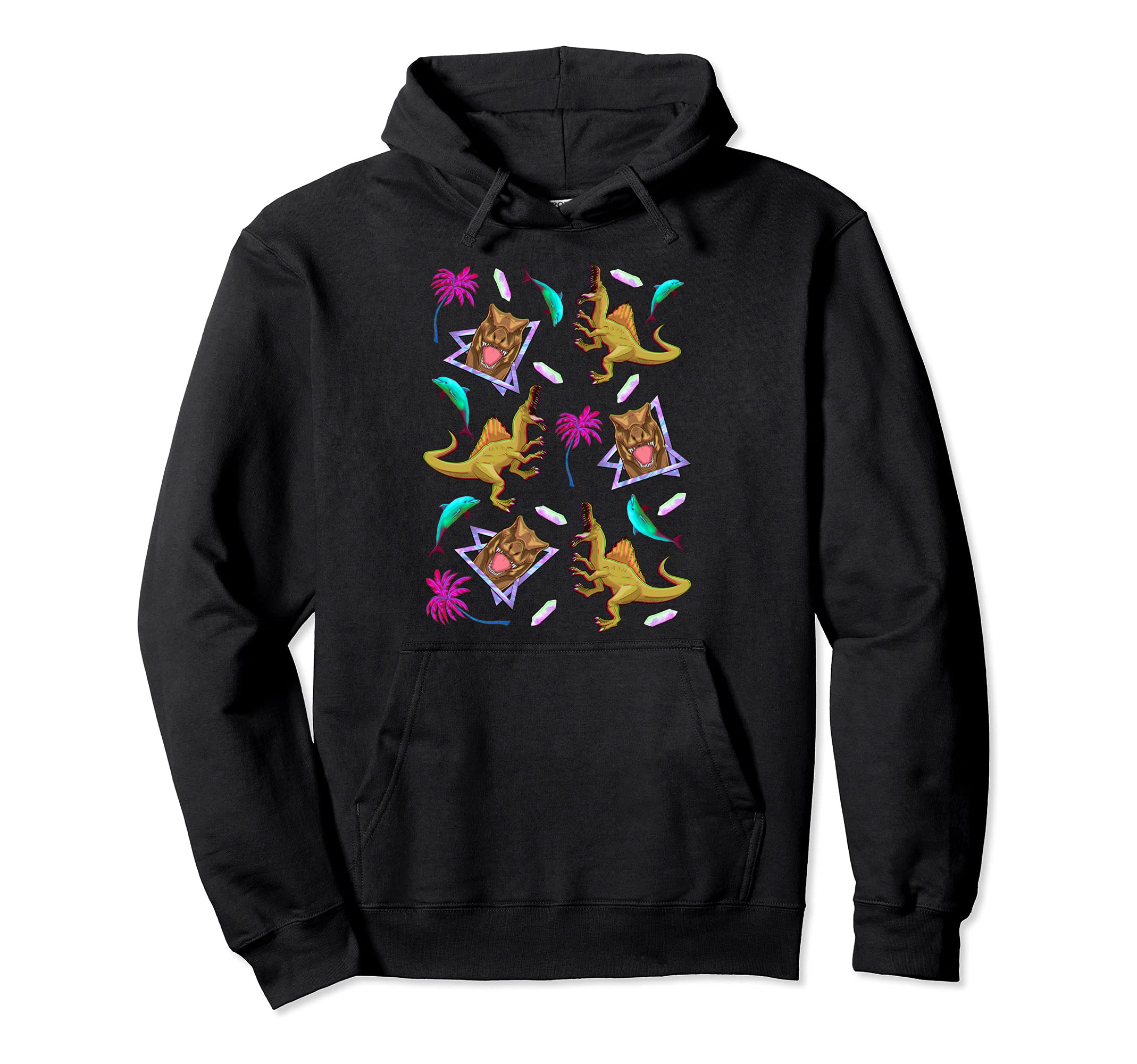 90S 80S Dolphins Dinosaur Vaporwave Hoodie - Unique Graphic for Adults - T-Shirt, Sweatshirt, Hoodie