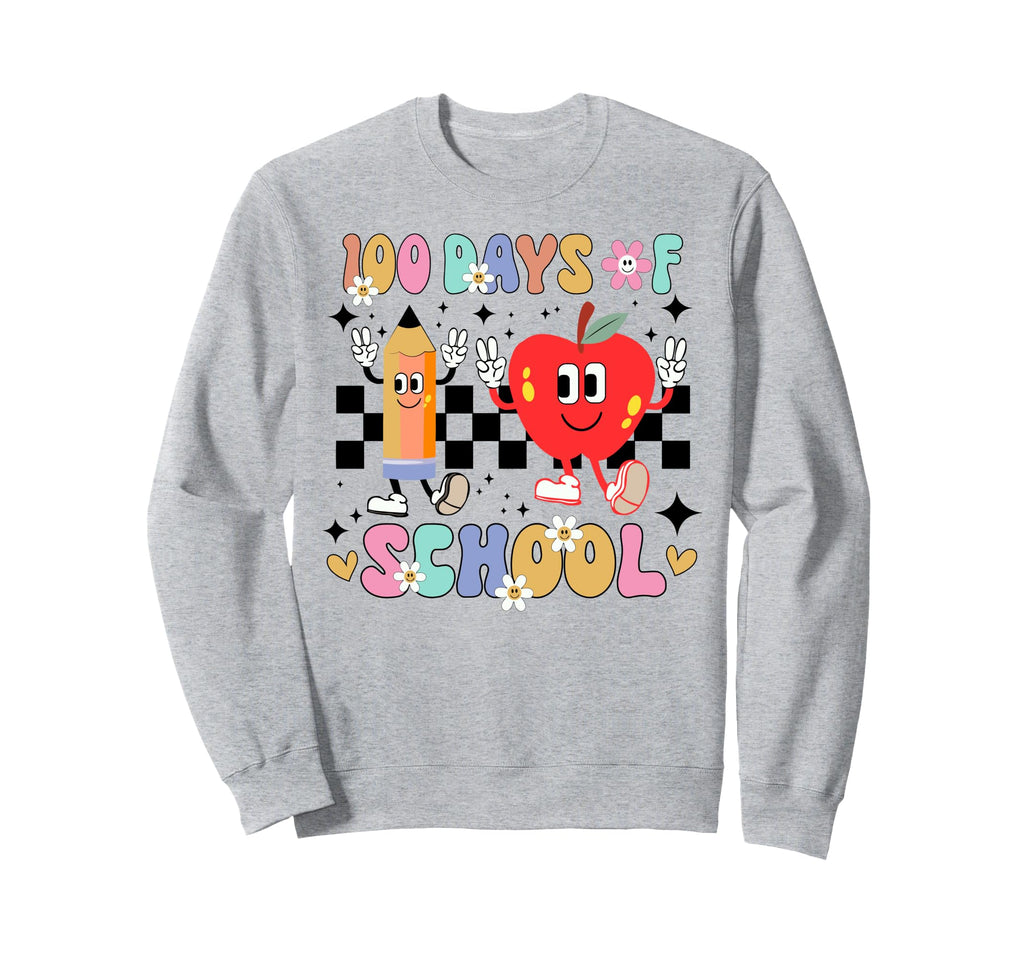 100 Days School Boho Flower Sweatshirt - Casual Everyday Wear for Adults - T-Shirt, Sweatshirt, Hoodie