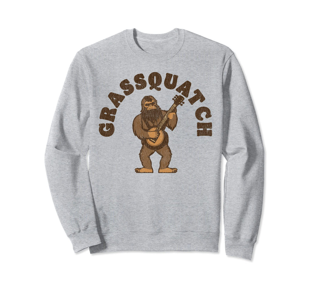Grassquatch Distressed Bigfoot Banjo Sweatshirt - Streetwear Style Unisex - T-Shirt, Sweatshirt, Hoodie