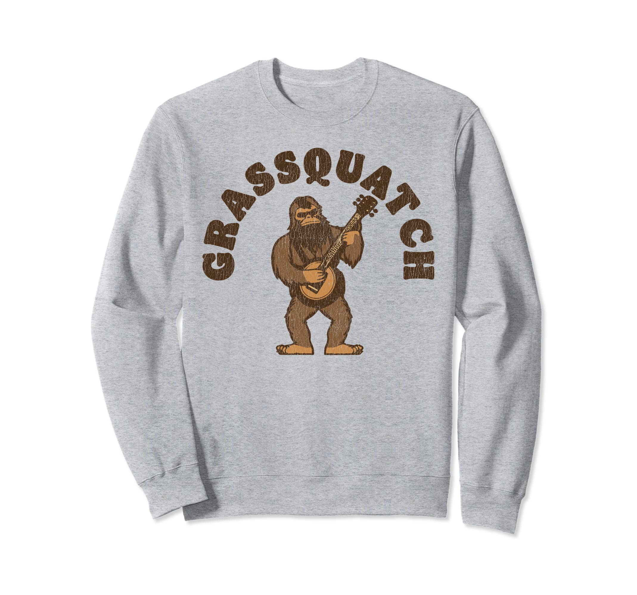 Grassquatch Distressed Bigfoot Banjo Sweatshirt - Streetwear Style Unisex - T-Shirt, Sweatshirt, Hoodie