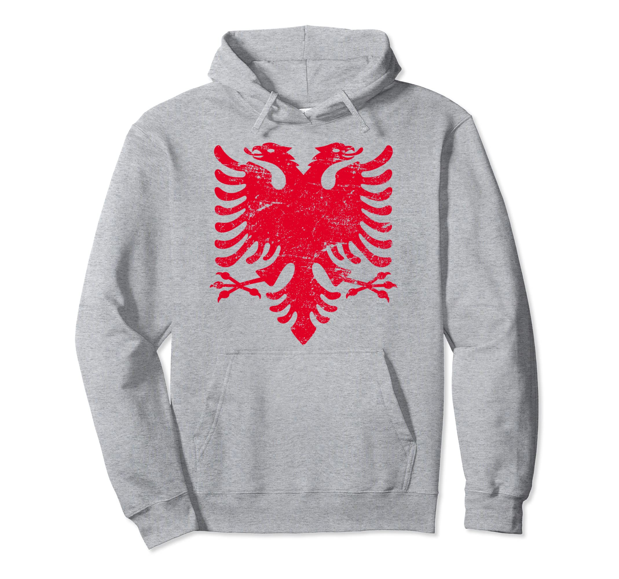 Albania Red Eagle Flag Distressed Hoodie - Casual Everyday Wear for Adults - T-Shirt, Sweatshirt, Hoodie