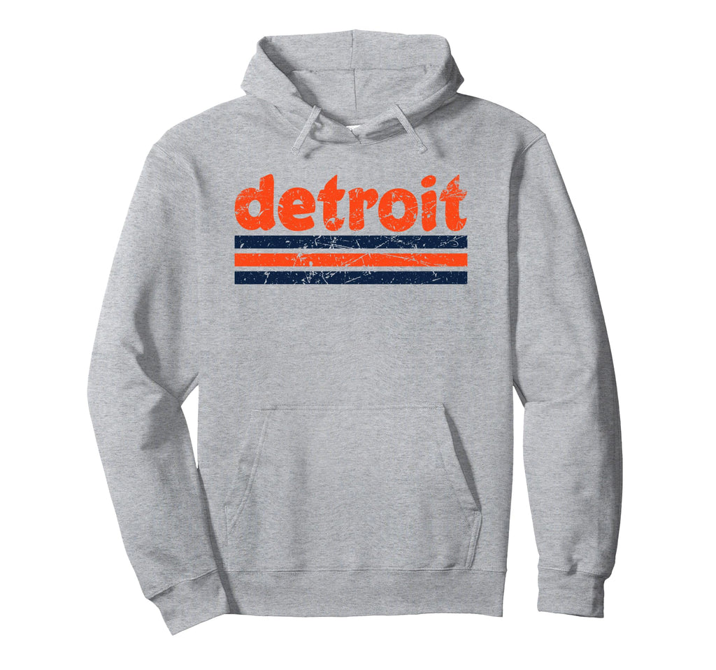 Detroit Michigan Three Stripe Hoodie - Fun Novelty Design for Adults - T-Shirt, Sweatshirt, Hoodie