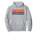 Detroit Michigan Three Stripe Hoodie - Fun Novelty Design for Adults - T-Shirt, Sweatshirt, Hoodie