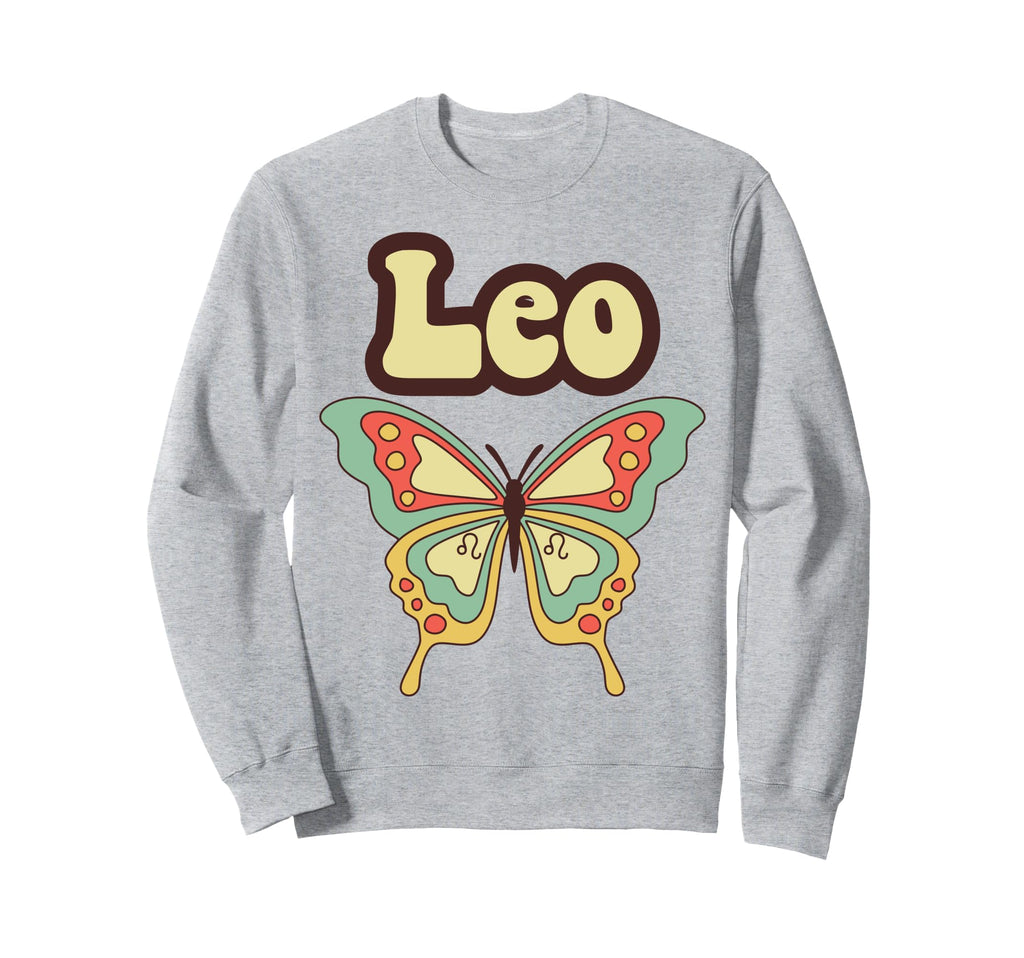 Leo Zodiac Butterfly Boho Sweatshirt - Minimalist Print for Adults - T-Shirt, Sweatshirt, Hoodie