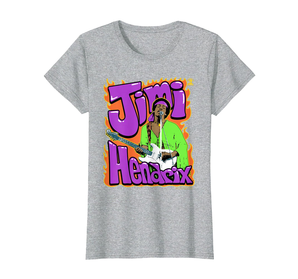 Jimi Hendrix Flames And Bubble Text T-Shirt - Minimalist Print for Adults - T-Shirt, Sweatshirt, Hoodie