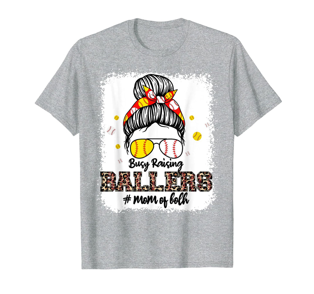 Mom Both Baseball Softball Busy Raising T-Shirt - Custom Art Print Unisex - T-Shirt, Sweatshirt, Hoodie