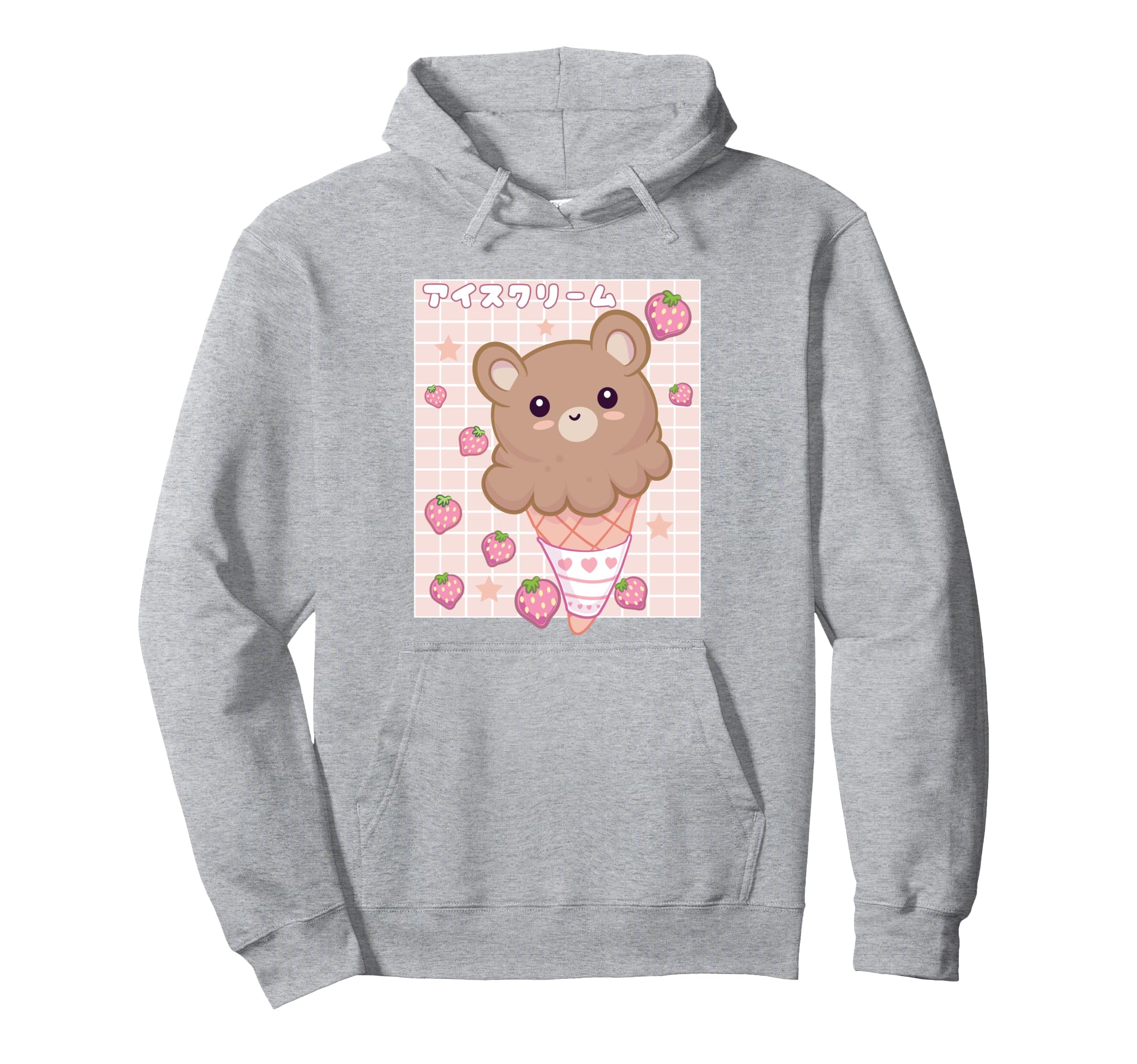 Kawaii Aesthetic Strawberry Ice Cream Hoodie - Custom Art Print for Adults - T-Shirt, Sweatshirt, Hoodie