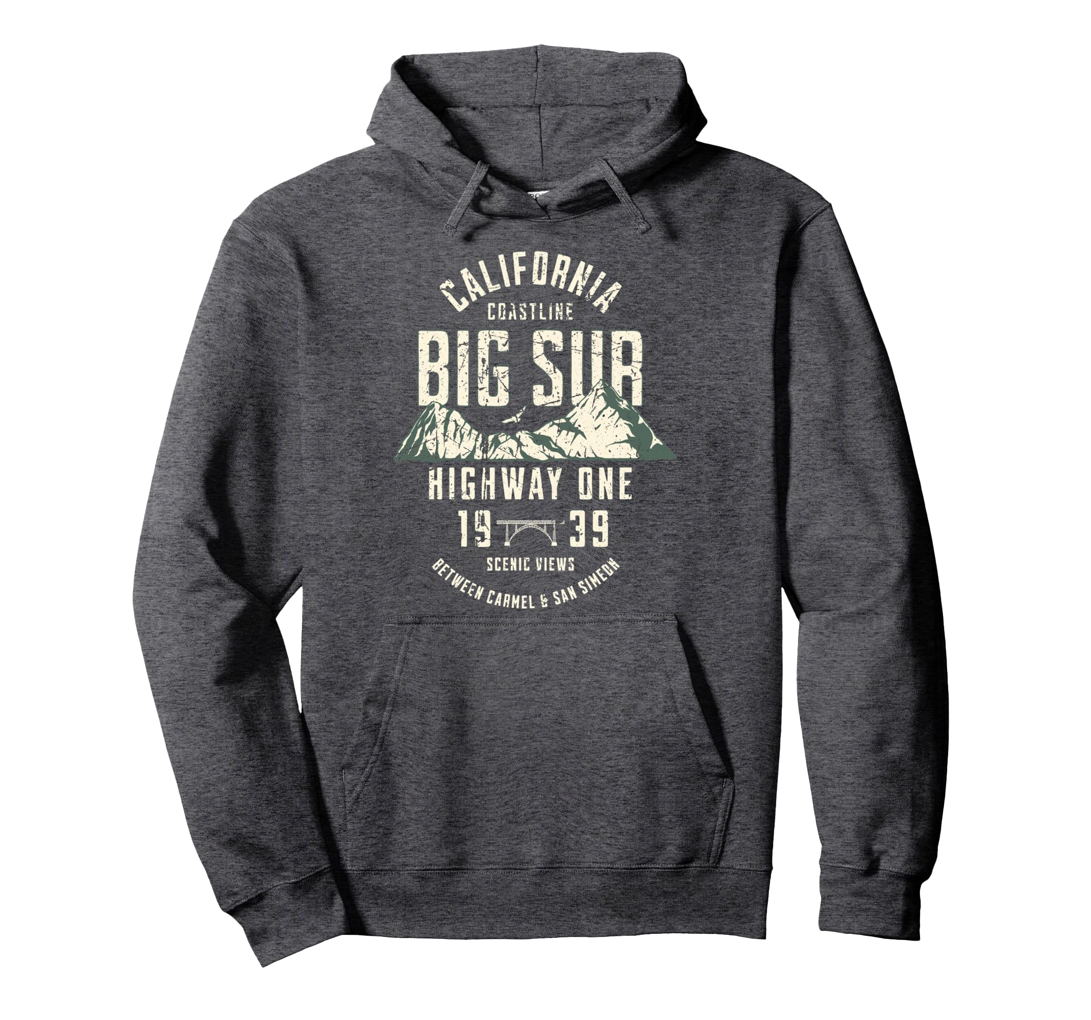 California Coastline Big Sur Distressed Hoodie - Novelty Apparel Men Women - T-Shirt, Sweatshirt, Hoodie