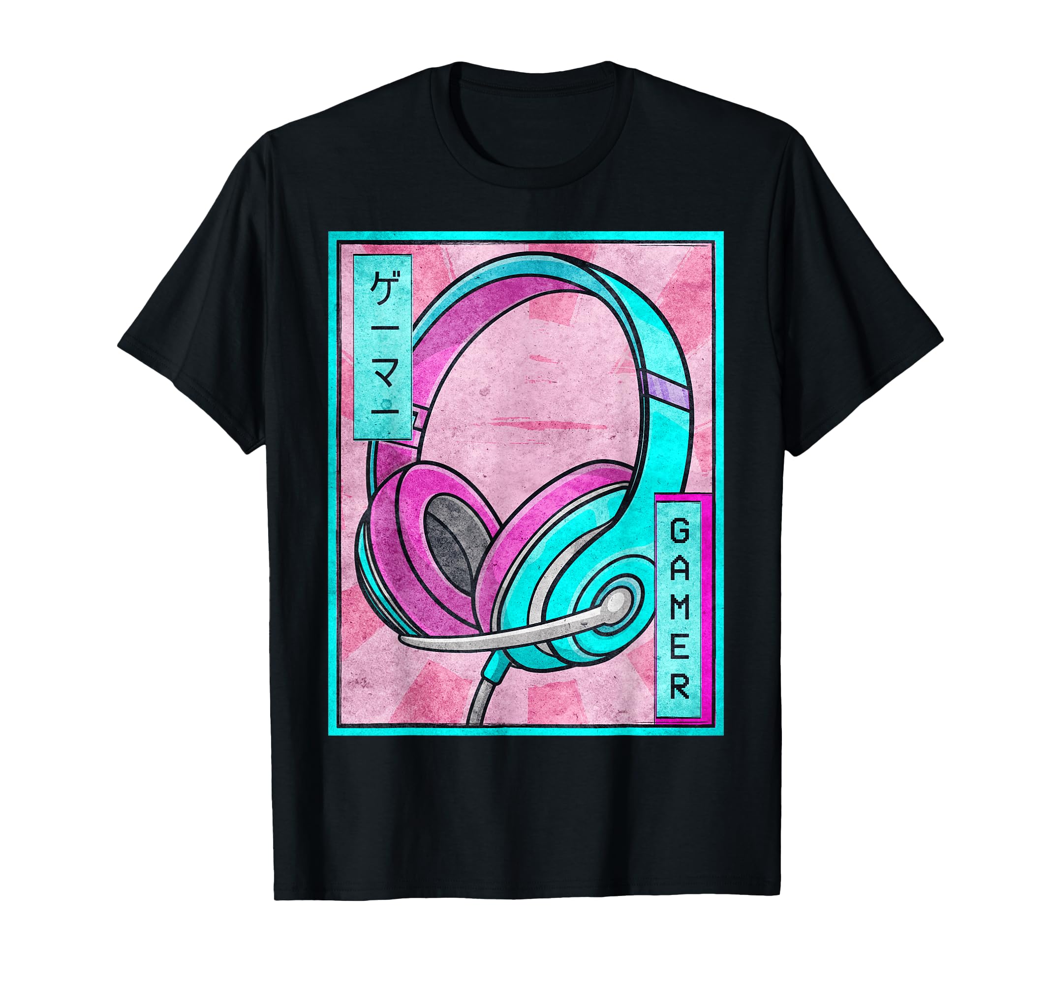 Gamer Gaming Headset Japanese T-Shirt - Custom Art Print for Adults - T-Shirt, Sweatshirt, Hoodie