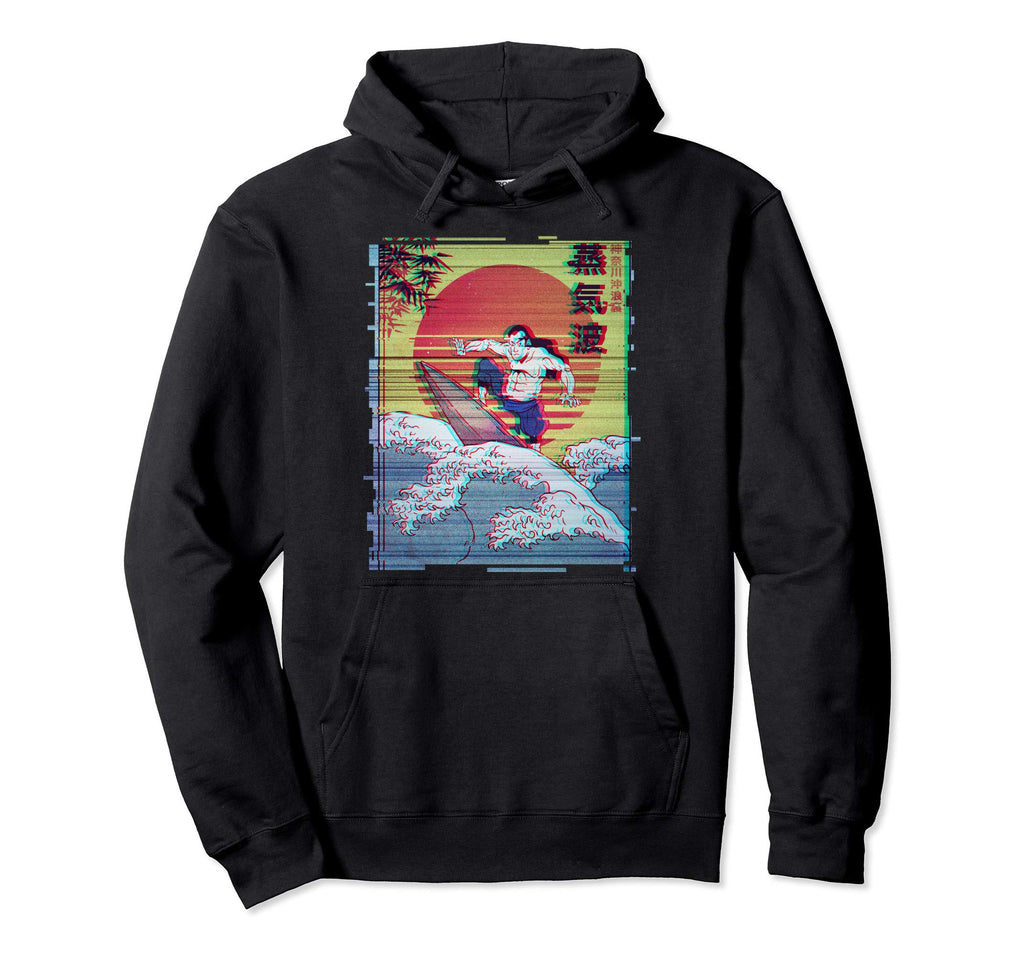 Japan Samurai Surfer Vaporwave Hoodie - Trendy Graphic for Adults - T-Shirt, Sweatshirt, Hoodie
