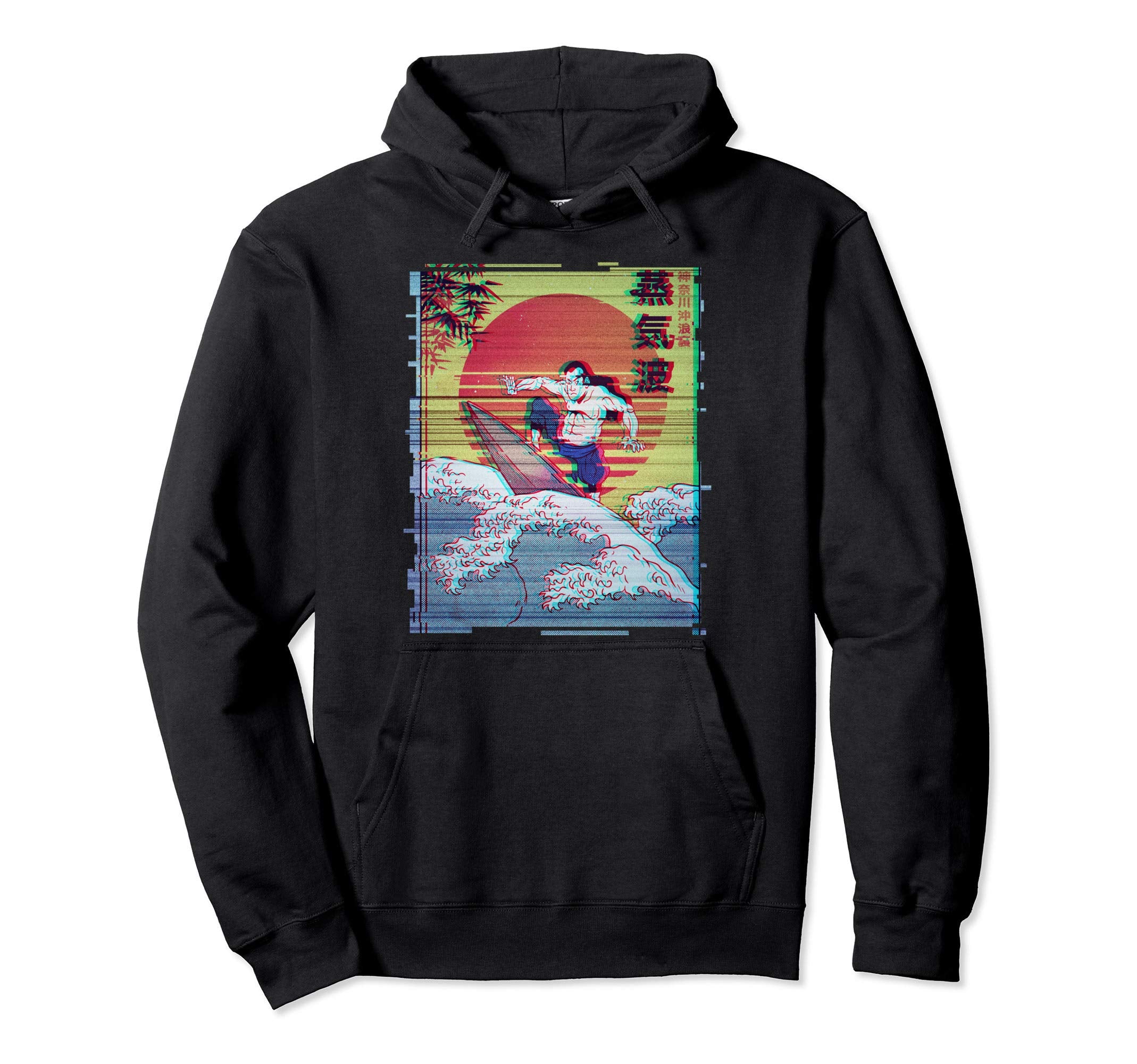 Japan Samurai Surfer Vaporwave Hoodie - Trendy Graphic for Adults - T-Shirt, Sweatshirt, Hoodie