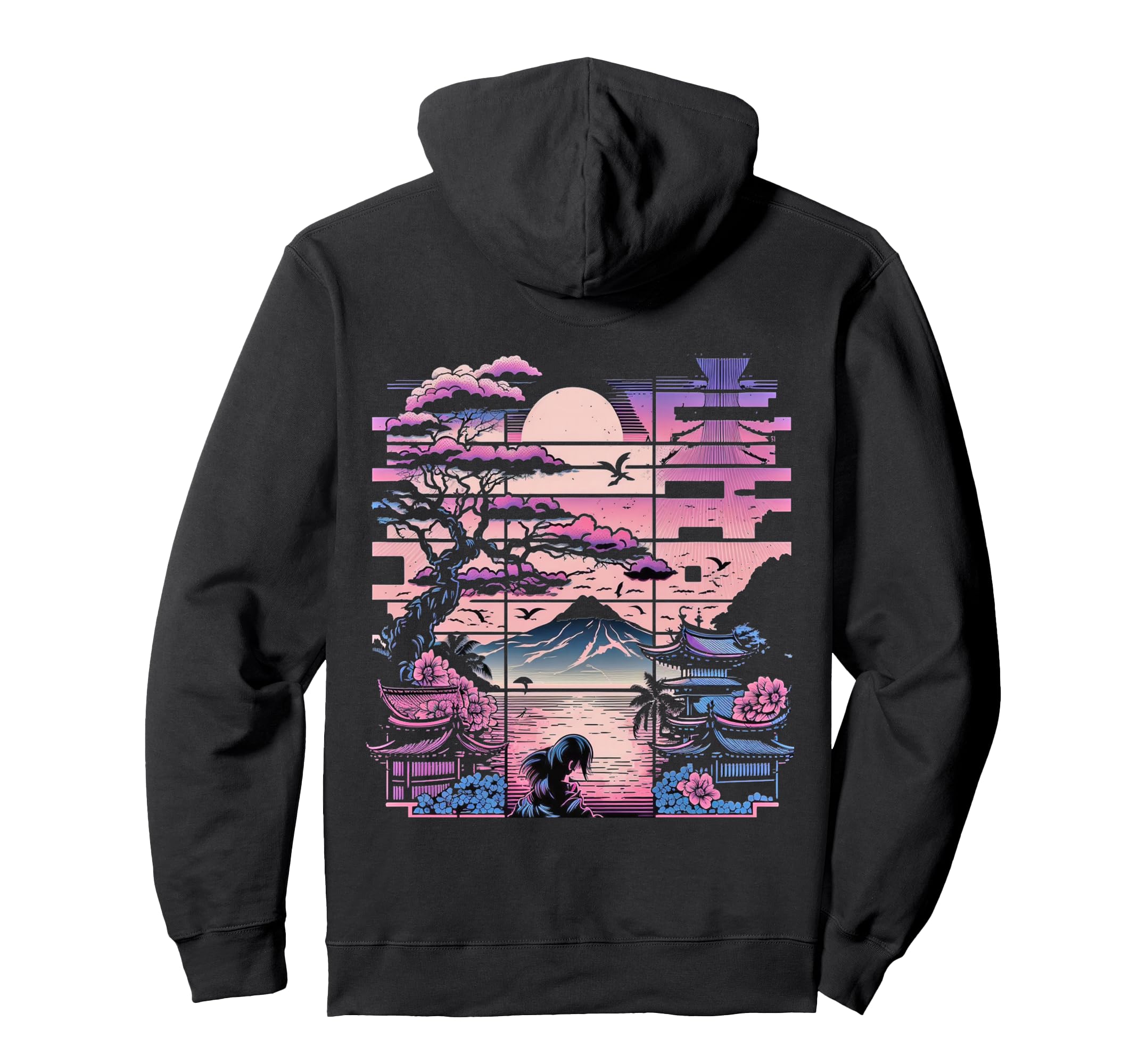 Backprint Japan Aesthetic Vaporwave Hoodie - Streetwear Style Unisex - T-Shirt, Sweatshirt, Hoodie