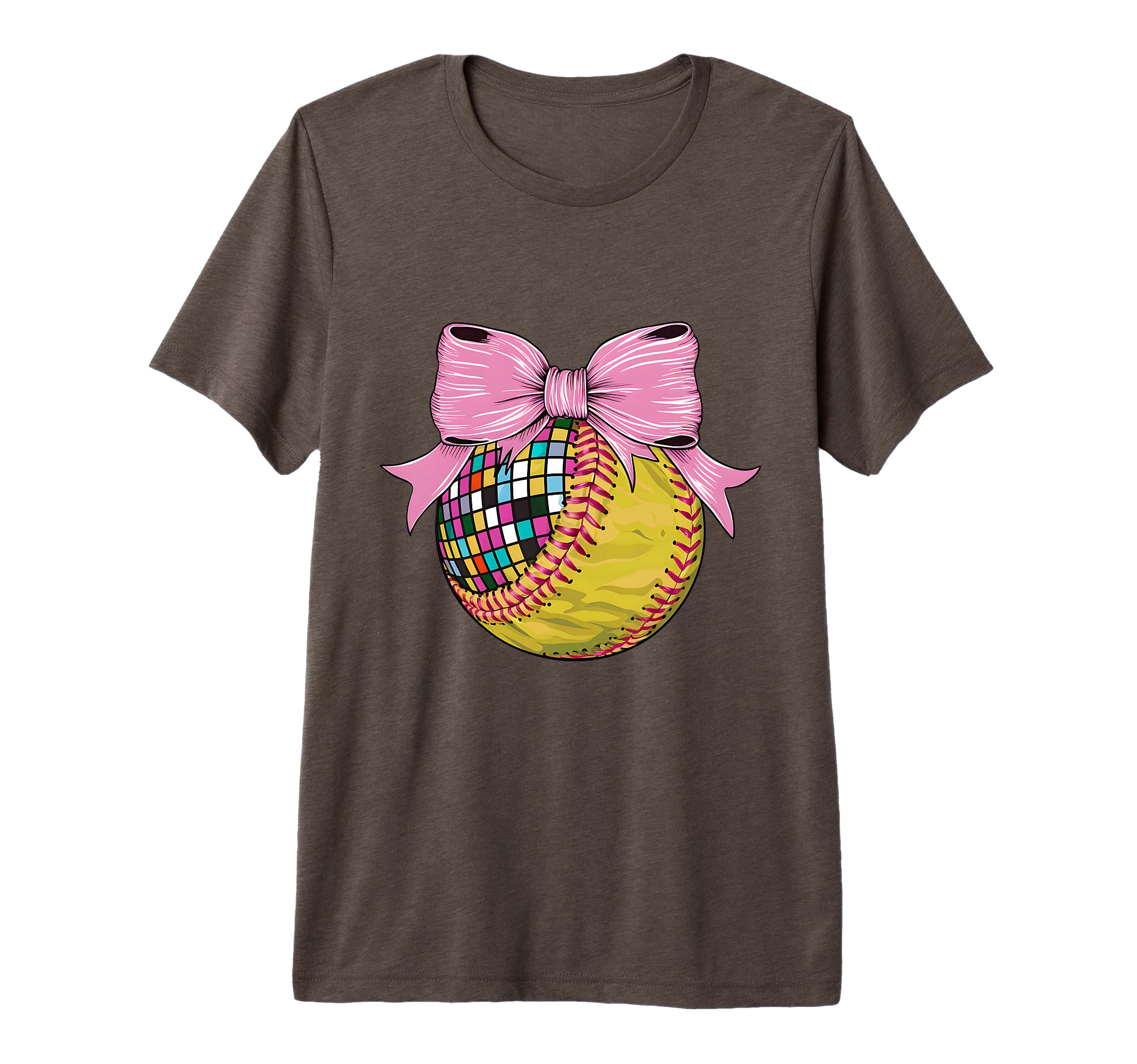 Coquette Bow Disco Ball Softball Player T-Shirt - Unique Graphic Men Women - T-Shirt, Sweatshirt, Hoodie