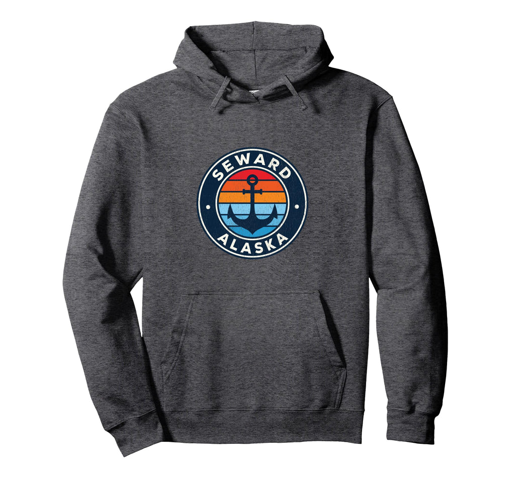 Seward Alaska Ak Anchor 70S Hoodie - Minimalist Print for Adults - T-Shirt, Sweatshirt, Hoodie