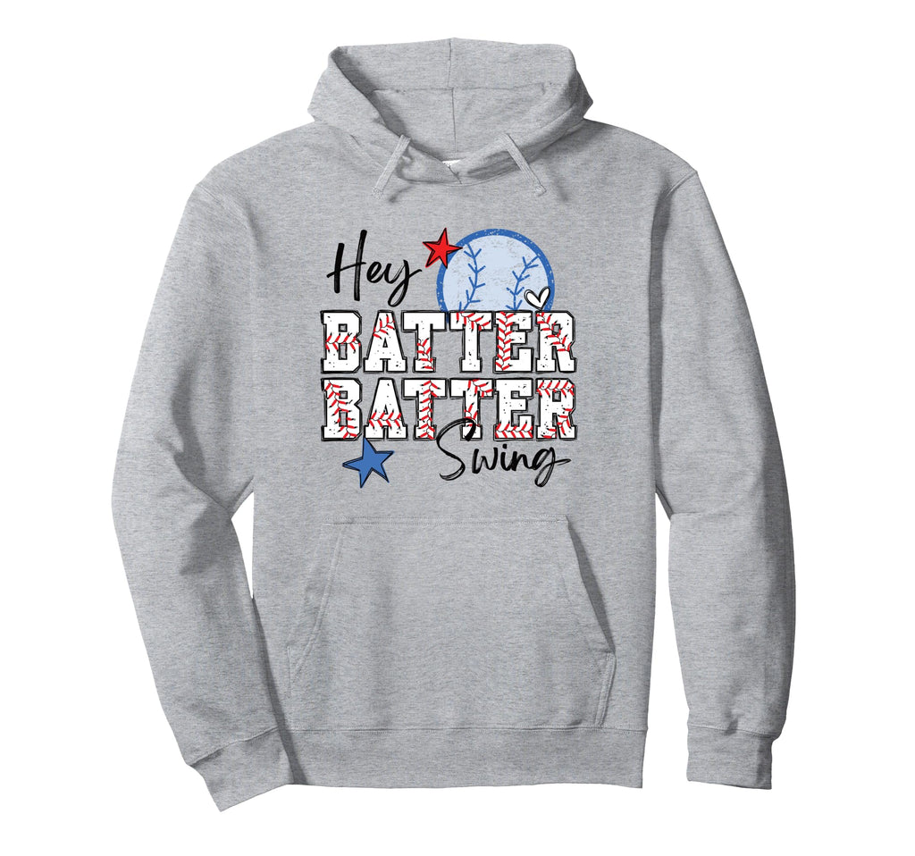 Hey Batter Batter Swing Baseball Grunge Hoodie - Novelty Apparel Men Women - T-Shirt, Sweatshirt, Hoodie