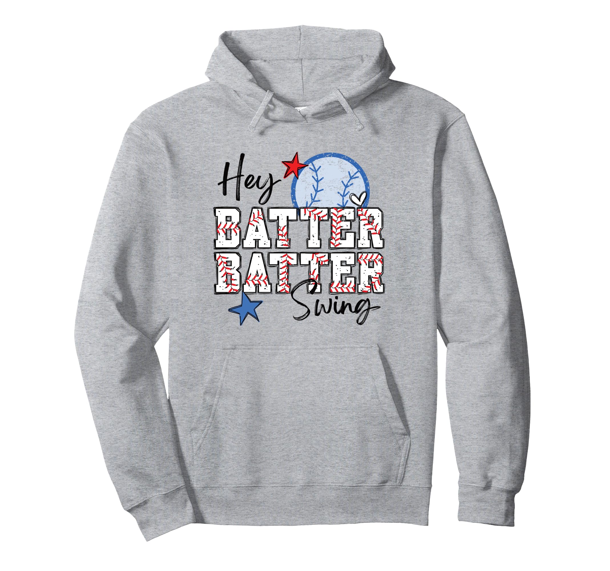 Hey Batter Batter Swing Baseball Grunge Hoodie - Novelty Apparel Men Women - T-Shirt, Sweatshirt, Hoodie