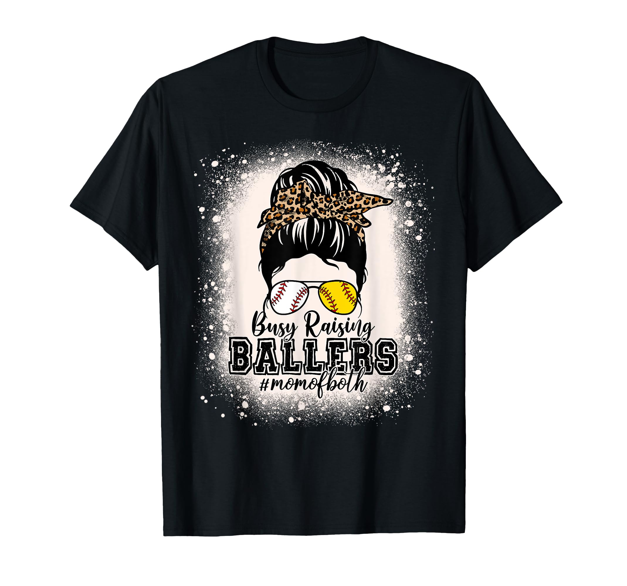 Messy Bun Mom Both Baseball Softball Busy T-Shirt - Trendy Graphic Unisex - T-Shirt, Sweatshirt, Hoodie