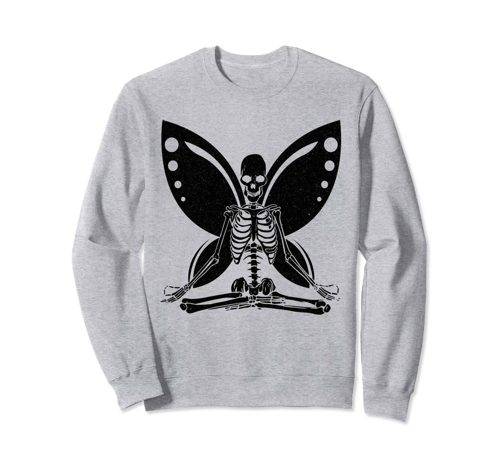 Yoga Skeleton Butterfly Fairy Grunge Sweatshirt - Aesthetic Graphic Unisex - T-Shirt, Sweatshirt, Hoodie