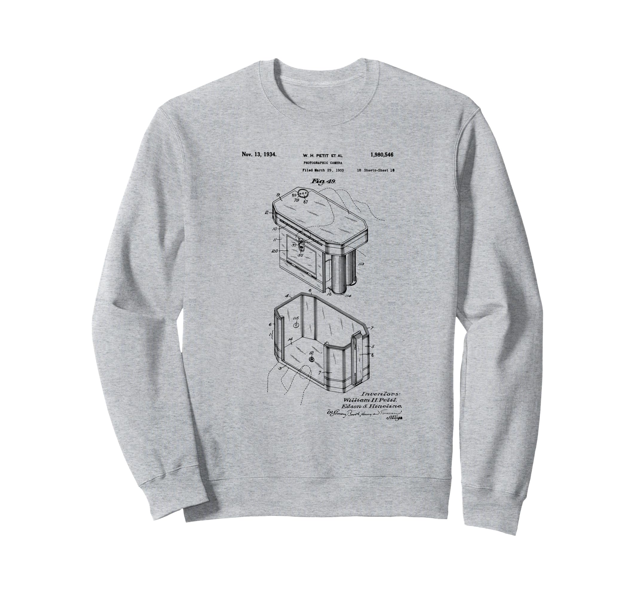 Camera Photographic Patent 1934 Sweatshirt - Fun Novelty Design Men Women - T-Shirt, Sweatshirt, Hoodie