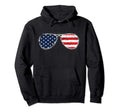 Freedom Flag Sunglasses Distressed Hoodie - Trendy Graphic Unisex - T-Shirt, Sweatshirt, Hoodie