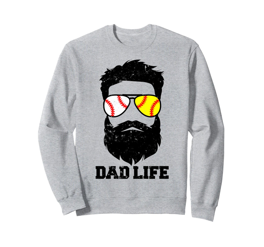 Baseball Softball Dad Messy Hair Beard Sweatshirt - Trendy Graphic Unisex - T-Shirt, Sweatshirt, Hoodie