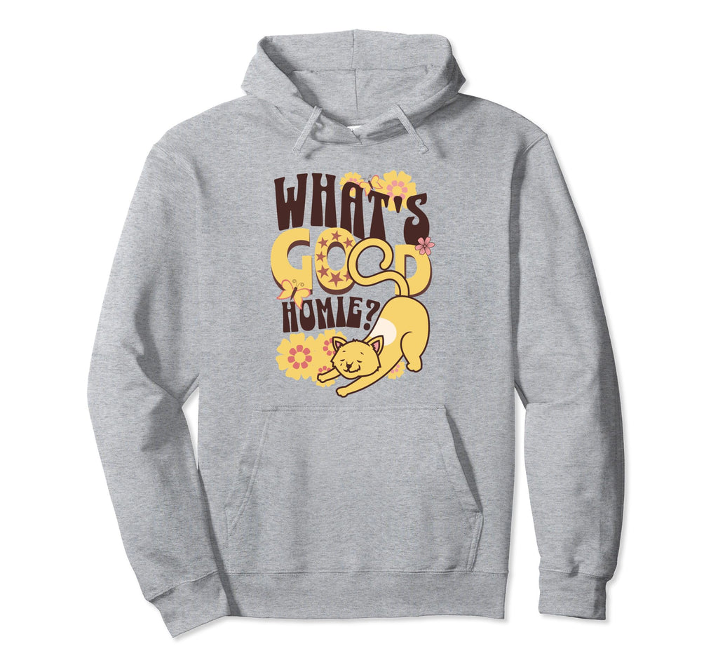 1960S Hippy Cat Boho Floral Hoodie - Fun Novelty Design Unisex - T-Shirt, Sweatshirt, Hoodie
