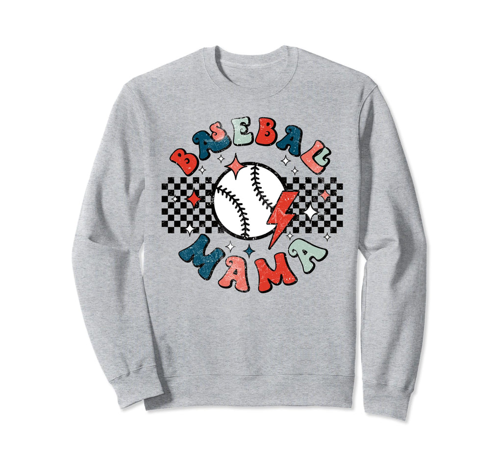 Baseball Mama Checkered Sweatshirt - Casual Everyday Wear for Adults - T-Shirt, Sweatshirt, Hoodie