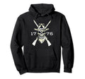 Revolutionary Pioneer Skull 1776 Distressed Hoodie - Novelty Apparel Unisex - T-Shirt, Sweatshirt, Hoodie
