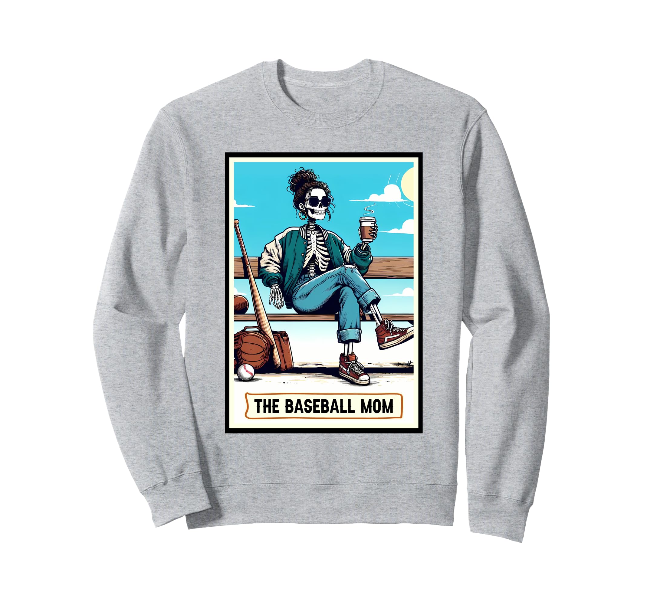 Baseball Mom Game Day Vibes Skeleton Sweatshirt - Graphic Print Men Women - T-Shirt, Sweatshirt, Hoodie