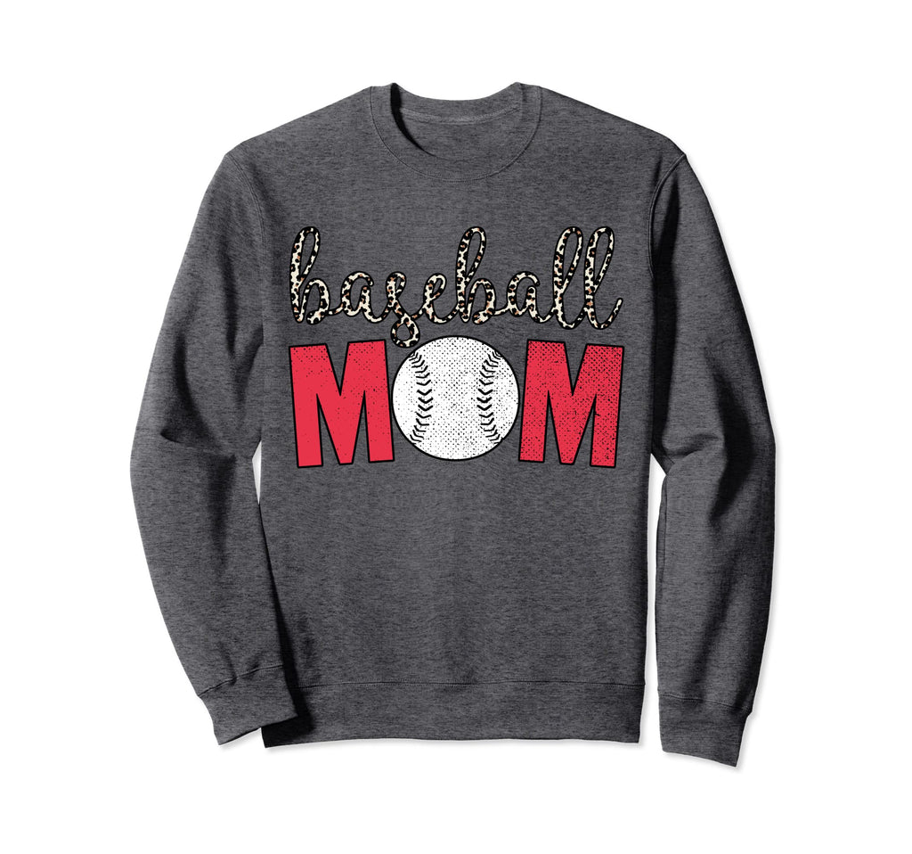 Baseball Mom Leopard Baseball Mom Sweatshirt - Unique Graphic Men Women - T-Shirt, Sweatshirt, Hoodie