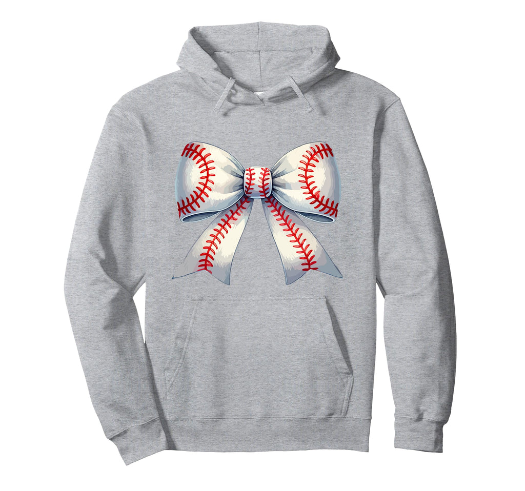 Coquette Baseball Bow Baseball Mom Hoodie - Graphic Print for Adults - T-Shirt, Sweatshirt, Hoodie