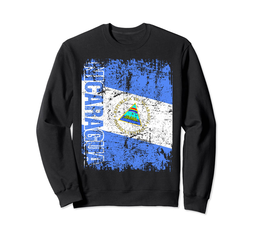 Nicaragua Flag Distressed Nicaragua Sweatshirt - Trendy Graphic Men Women - T-Shirt, Sweatshirt, Hoodie