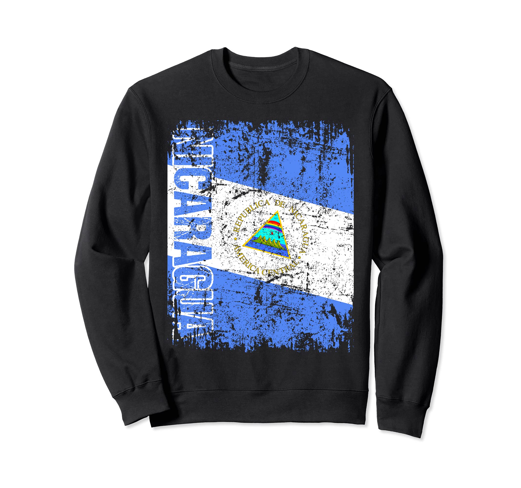Nicaragua Flag Distressed Nicaragua Sweatshirt - Trendy Graphic Men Women - T-Shirt, Sweatshirt, Hoodie