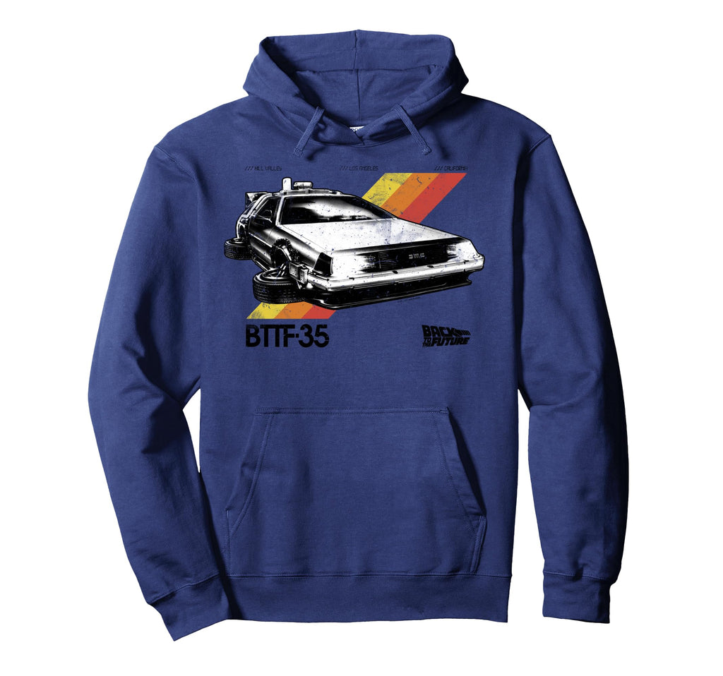 Back To Future 35Th Stripe Delorean Hoodie - Aesthetic Graphic for Adults - T-Shirt, Sweatshirt, Hoodie