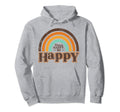 Think Happy Be Happy Rainbow Boho Rainbow Hoodie - Trendy Graphic Men Women - T-Shirt, Sweatshirt, Hoodie