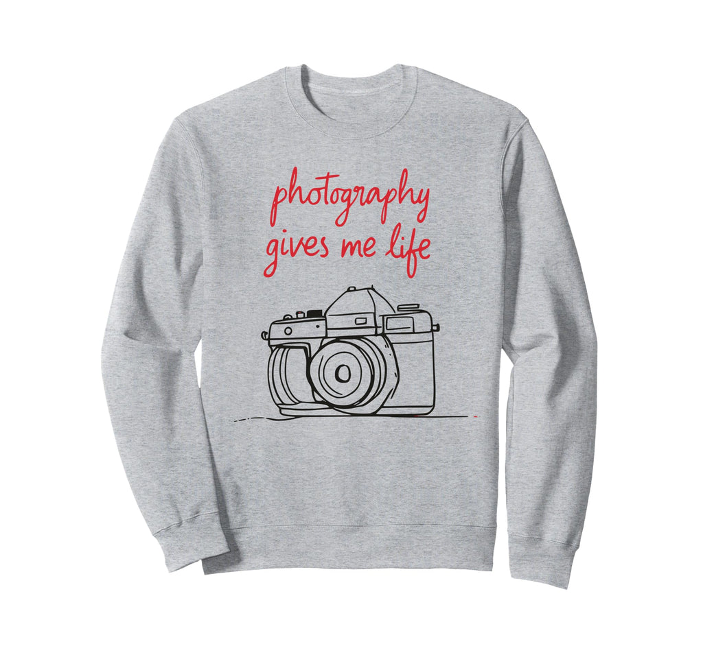 Photography Gives Me Life Camera Sweatshirt - Minimalist Print for Adults - T-Shirt, Sweatshirt, Hoodie