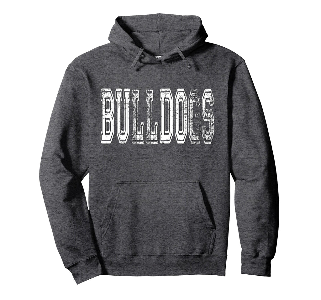 Bulldogs Mascot Distressed School Hoodie - Trendy Graphic for Adults - T-Shirt, Sweatshirt, Hoodie
