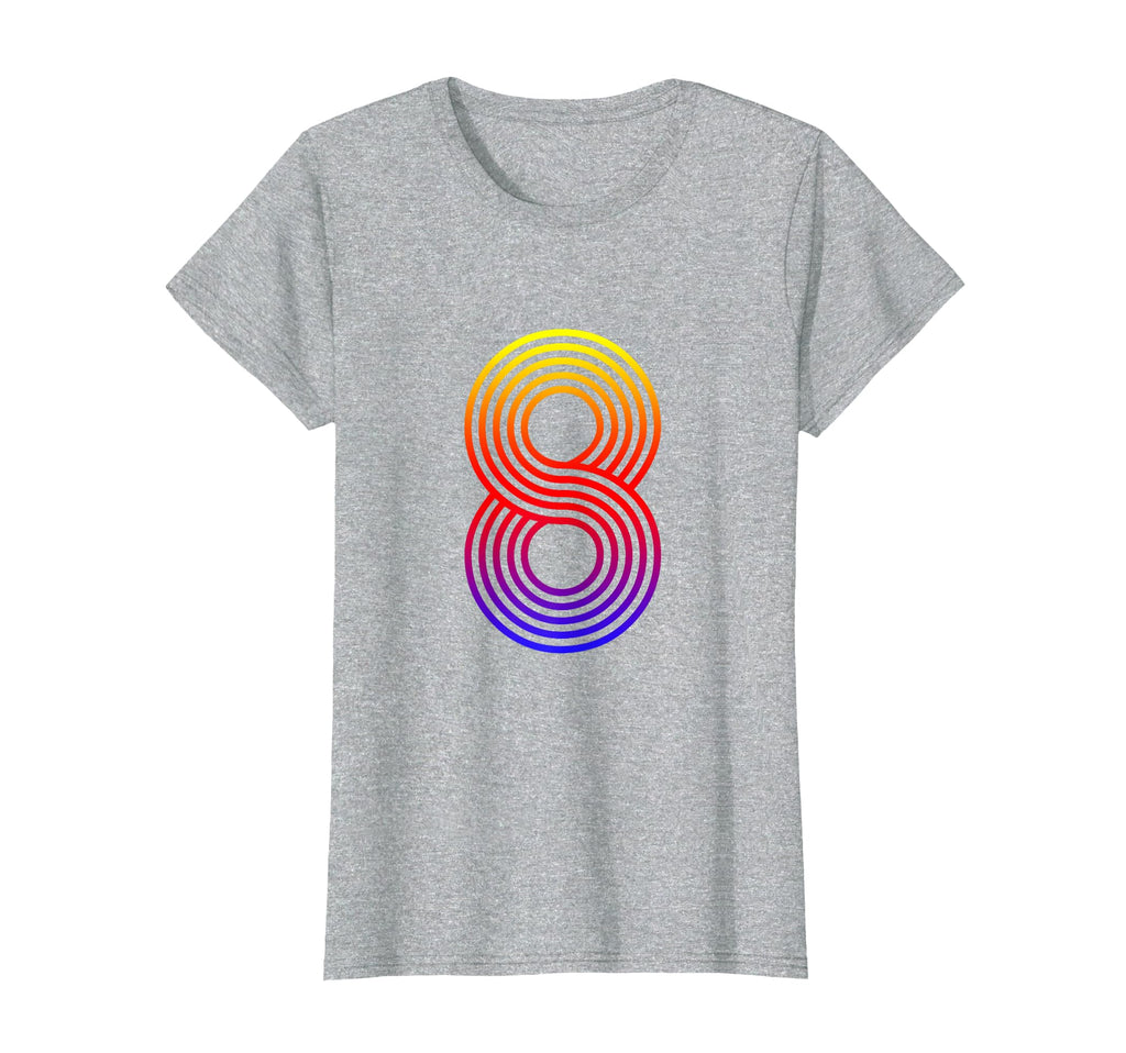 Number 8 Birthday Gift Disco Rainbow T-Shirt - Novelty Apparel Unisex - T-Shirt, Sweatshirt, Hoodie