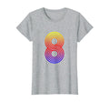 Number 8 Birthday Gift Disco Rainbow T-Shirt - Novelty Apparel Unisex - T-Shirt, Sweatshirt, Hoodie