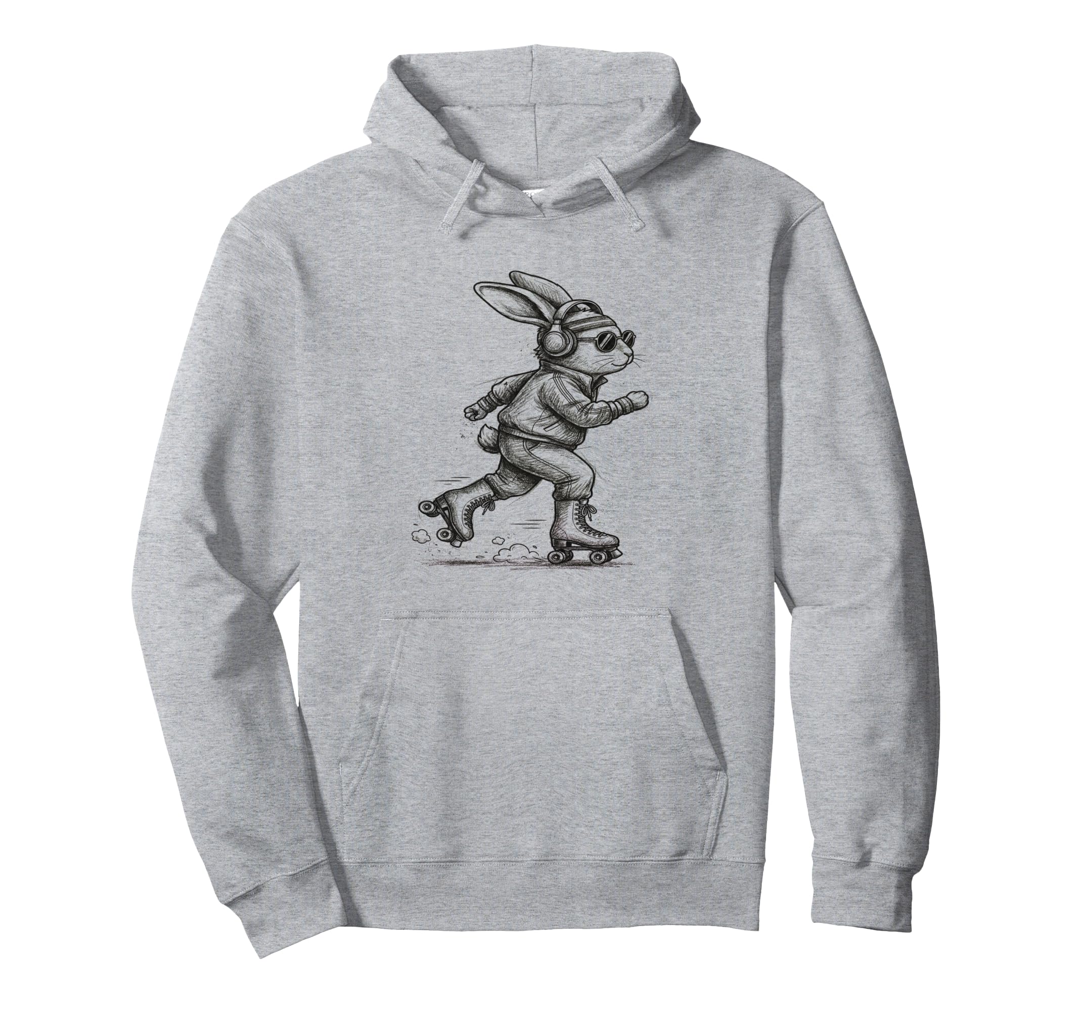 Roller Skating Bunny Rabbit Sporty Hoodie - Fun Novelty Design Unisex - T-Shirt, Sweatshirt, Hoodie