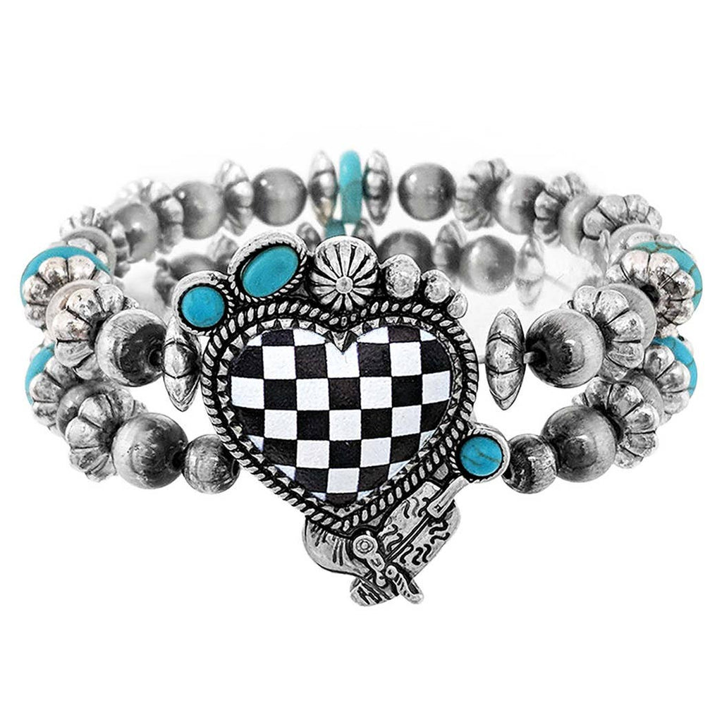 Heart Checked W/Semi Stone Layered Bracelet - Adult & Kids T-Shirts, Sweatshirts & Hoodies apparel design preview 1
