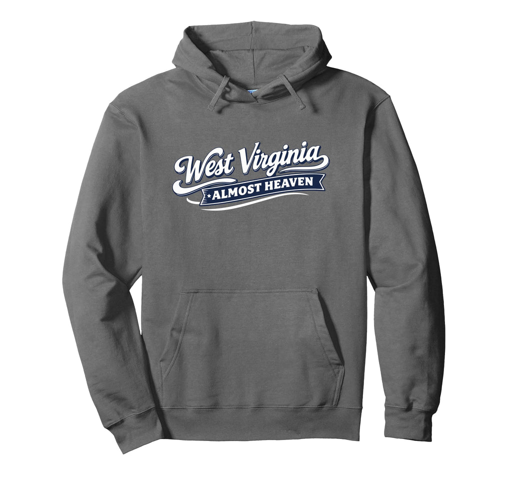 West Virginia Script Almost Heaven Hoodie - Novelty Apparel for Adults - T-Shirt, Sweatshirt, Hoodie
