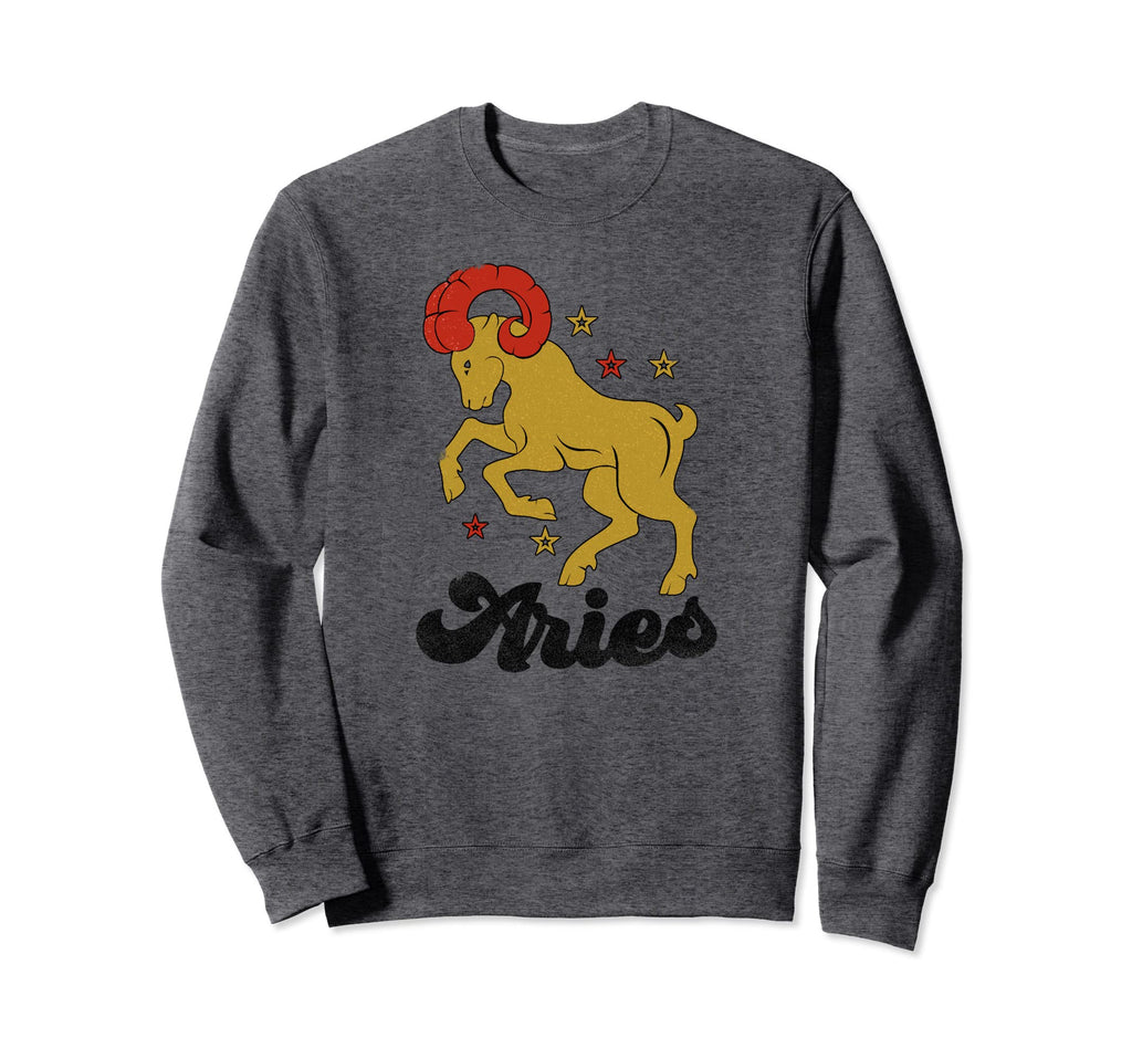 Aries Distressed Astrology Sweatshirt - Casual Everyday Wear Men Women - T-Shirt, Sweatshirt, Hoodie