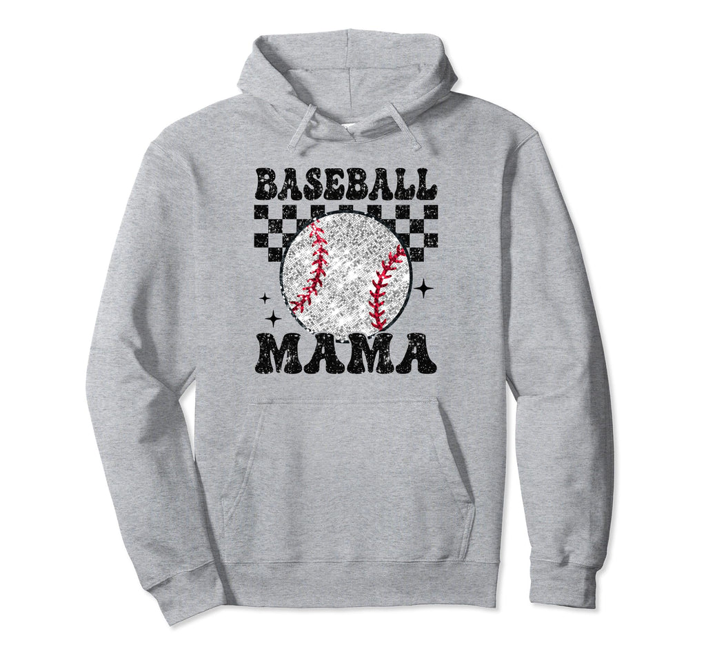 Baseball Mama Checkered Funny Baseball Hoodie - Minimalist Print Unisex - T-Shirt, Sweatshirt, Hoodie