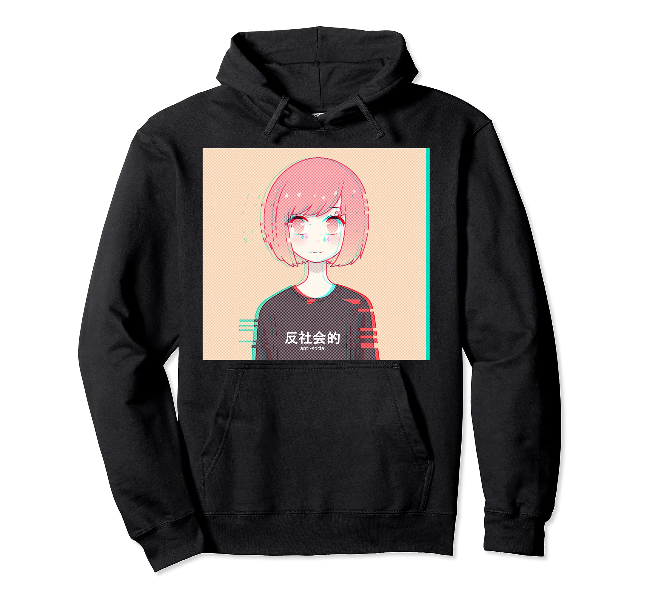 Anti Social Japanese Kanji Aesthetic Hoodie - Minimalist Print for Adults - T-Shirt, Sweatshirt, Hoodie