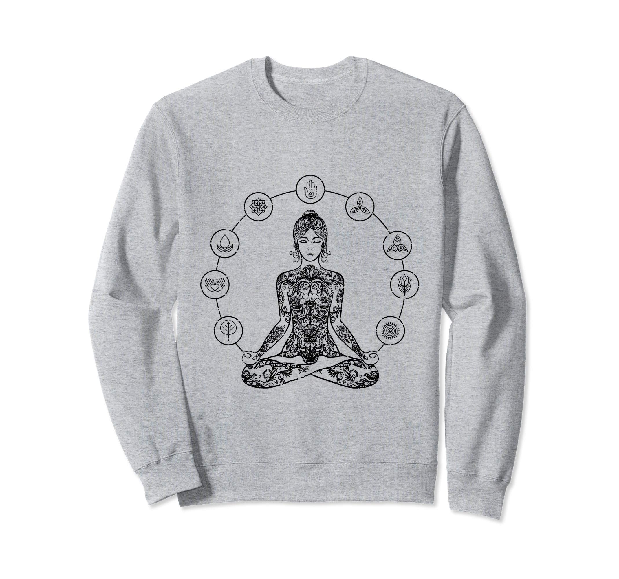 Distressed Chakras Yoga Pose Sweatshirt - Custom Art Print Men Women - T-Shirt, Sweatshirt, Hoodie