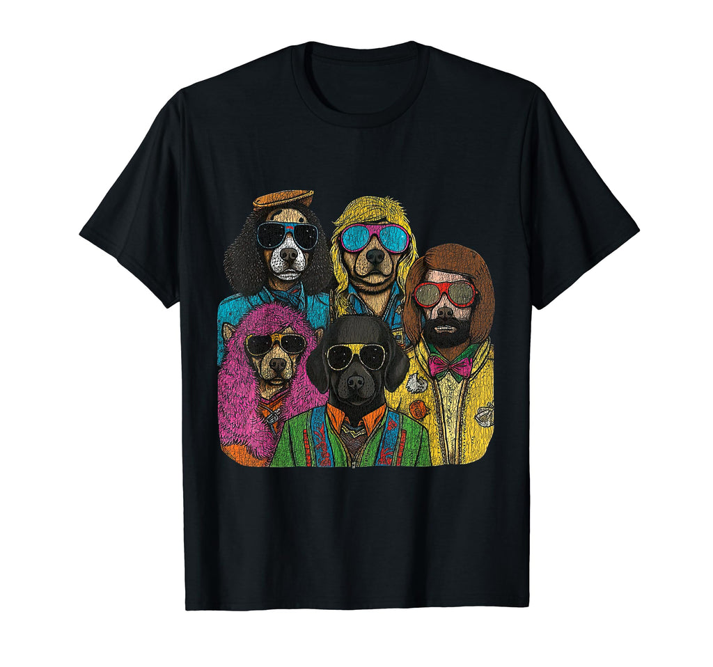 Dogs 60S Rock Vibe Illustration Dog T-Shirt - Fun Novelty Design Unisex - T-Shirt, Sweatshirt, Hoodie
